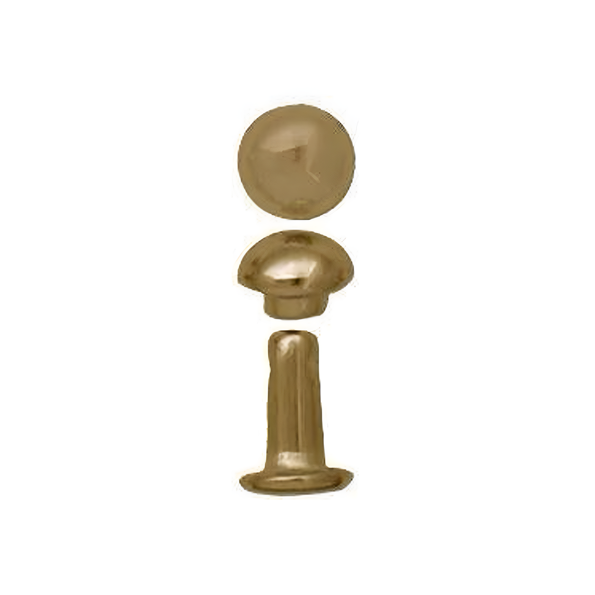 6mm Gold Double Cap Domed Rivet, Steel - 12 pk