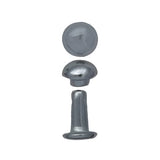 6mm Nickel, Double Cap Domed Rivet, Steel - 12 pk