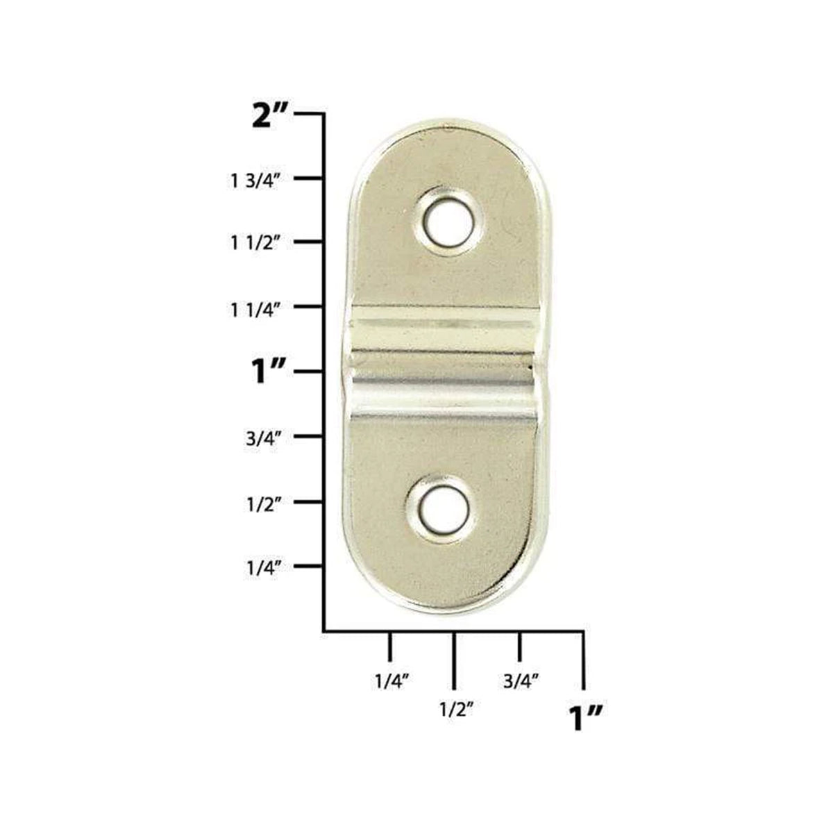 1 1/4" Nickel, D-Ring Mounting Bracket Long Profile, Steel
