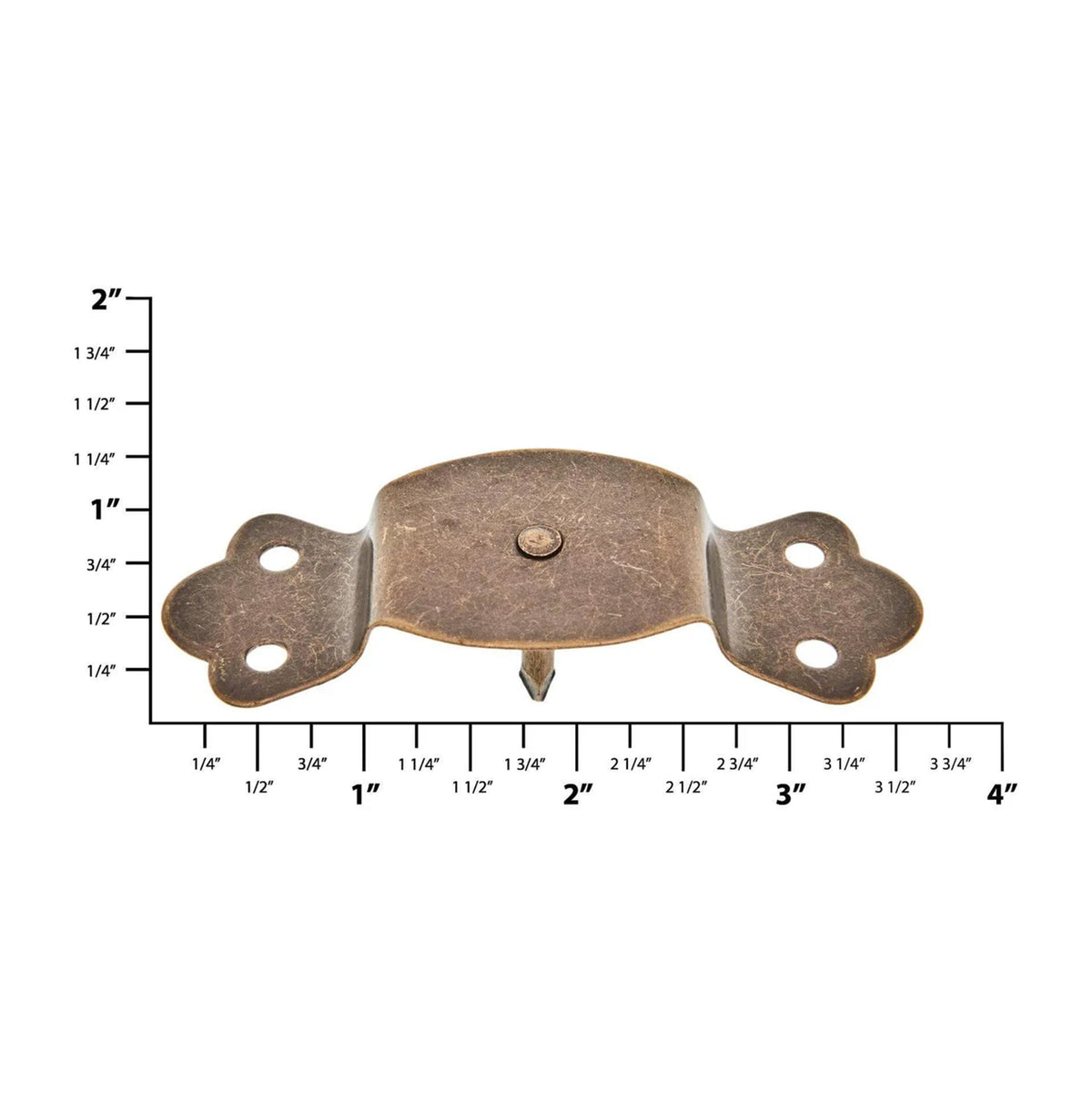 1 1/4" Antique Brass, Round Edge Trunk Handle Loop with Nail, Steel