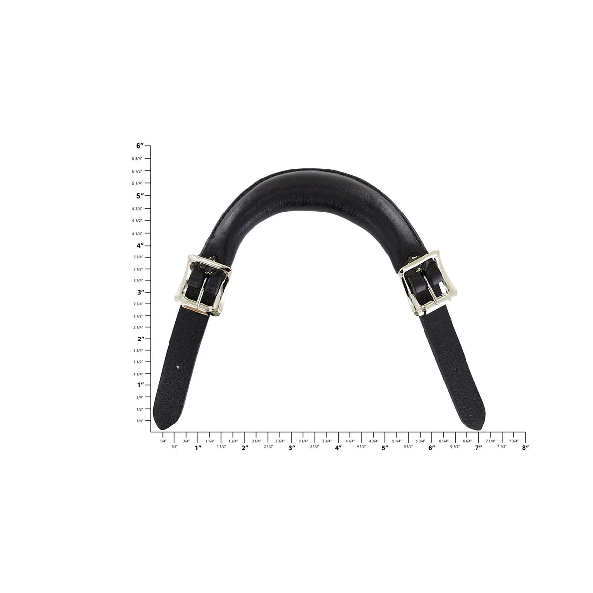 6" Black, Emergency Handle with Nickel Hardware, Leather
