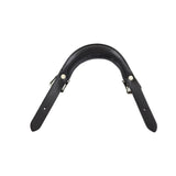 6" Black, Emergency Handle with Nickel Hardware, Leather