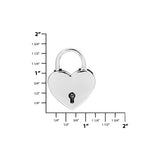 1 3/16" Shiny Nickel, Heart Padlock W/2 Keys, Zinc Alloy-PK4
