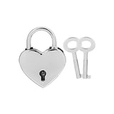 1 3/16" Shiny Nickel, Heart Padlock W/2 Keys, Zinc Alloy-PK4