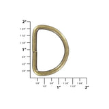 1 1/2" Antique Brass, Welded D Ring, Steel