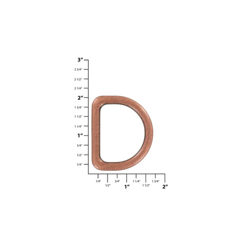 1 1/2" Antique Copper, Cast D-Ring, Zinc Alloy