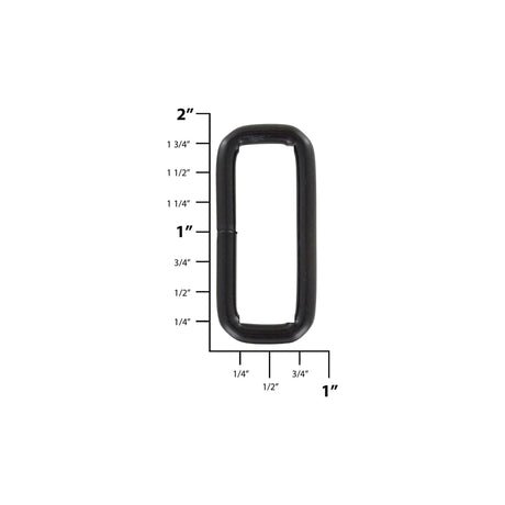 1 1/2" Matte Black, Welded Rectangular Ring, Steel