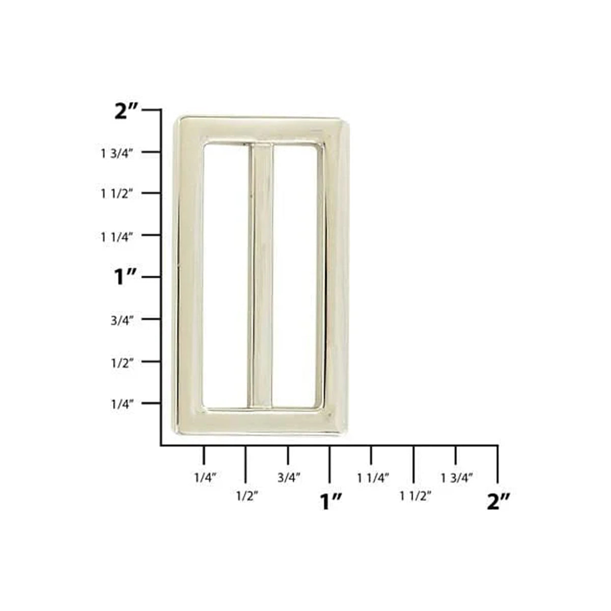 1 1/2" Shiny Nickel, Cast Strap Tri Glide Slider, Zinc Alloy