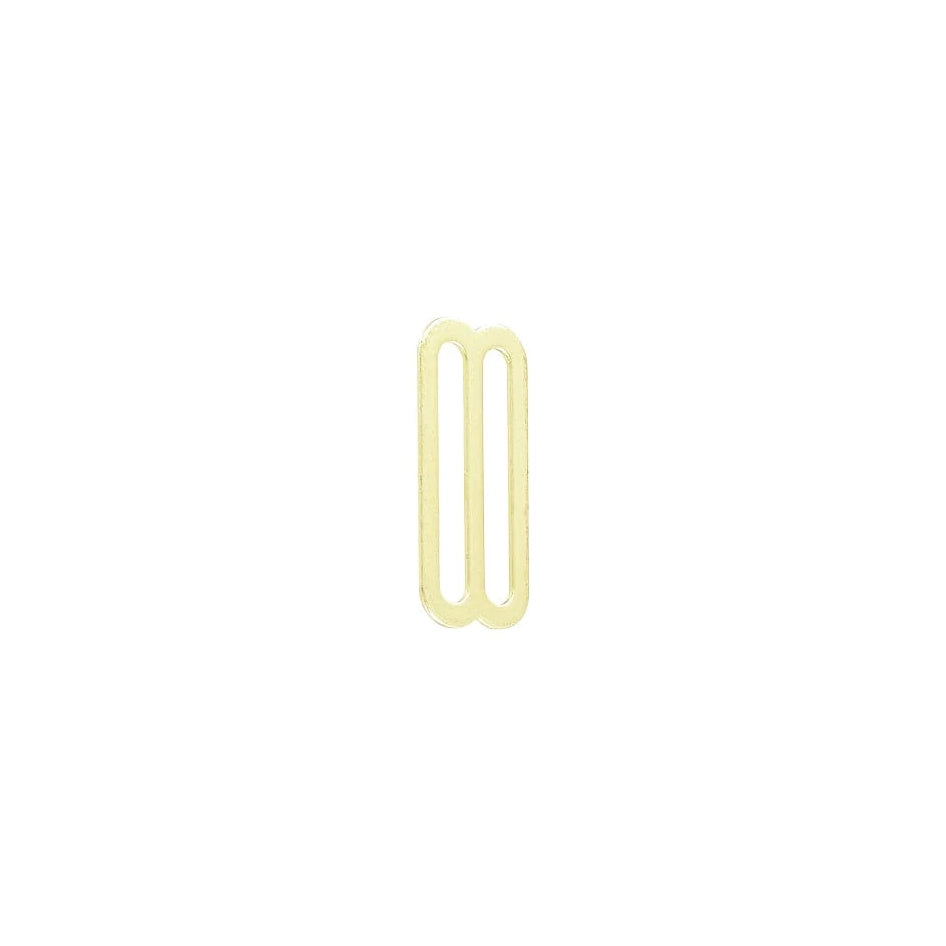 1 1/2" Shiny Brass, Flat Stamped Double Loop, Tri Bar Slide, Steel