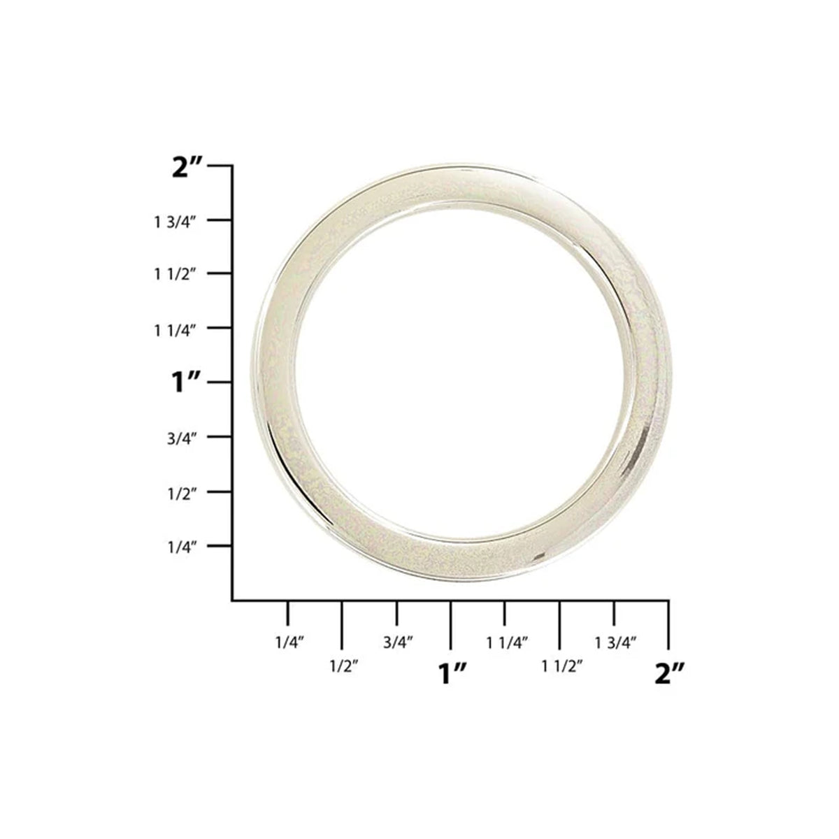 1 1/2" Shiny Nickel, Cast Flat Round Ring, Zinc Alloy