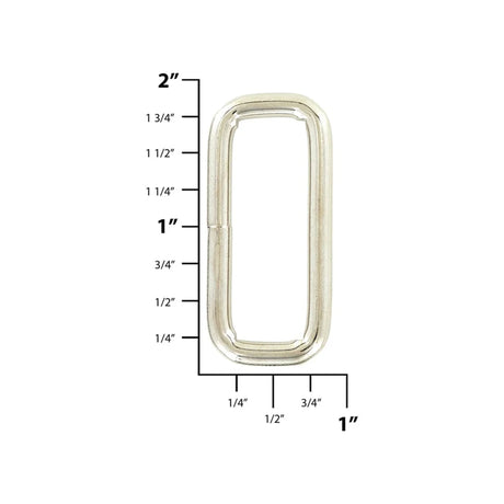 1 1/2" Shiny Nickel, Welded Rectangular Ring, Steel