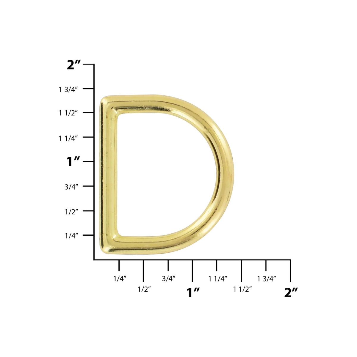 1 1/4" Brass, Cast D-Ring, Zinc Alloy