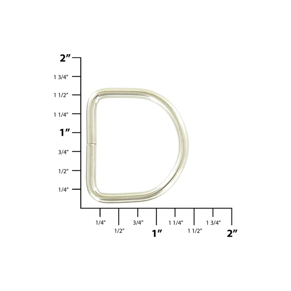 1 1/4" Nickel, Split D Ring, Steel