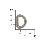1/2" Antique Silver, Flat Cast D Ring, Zinc Alloy-PK5