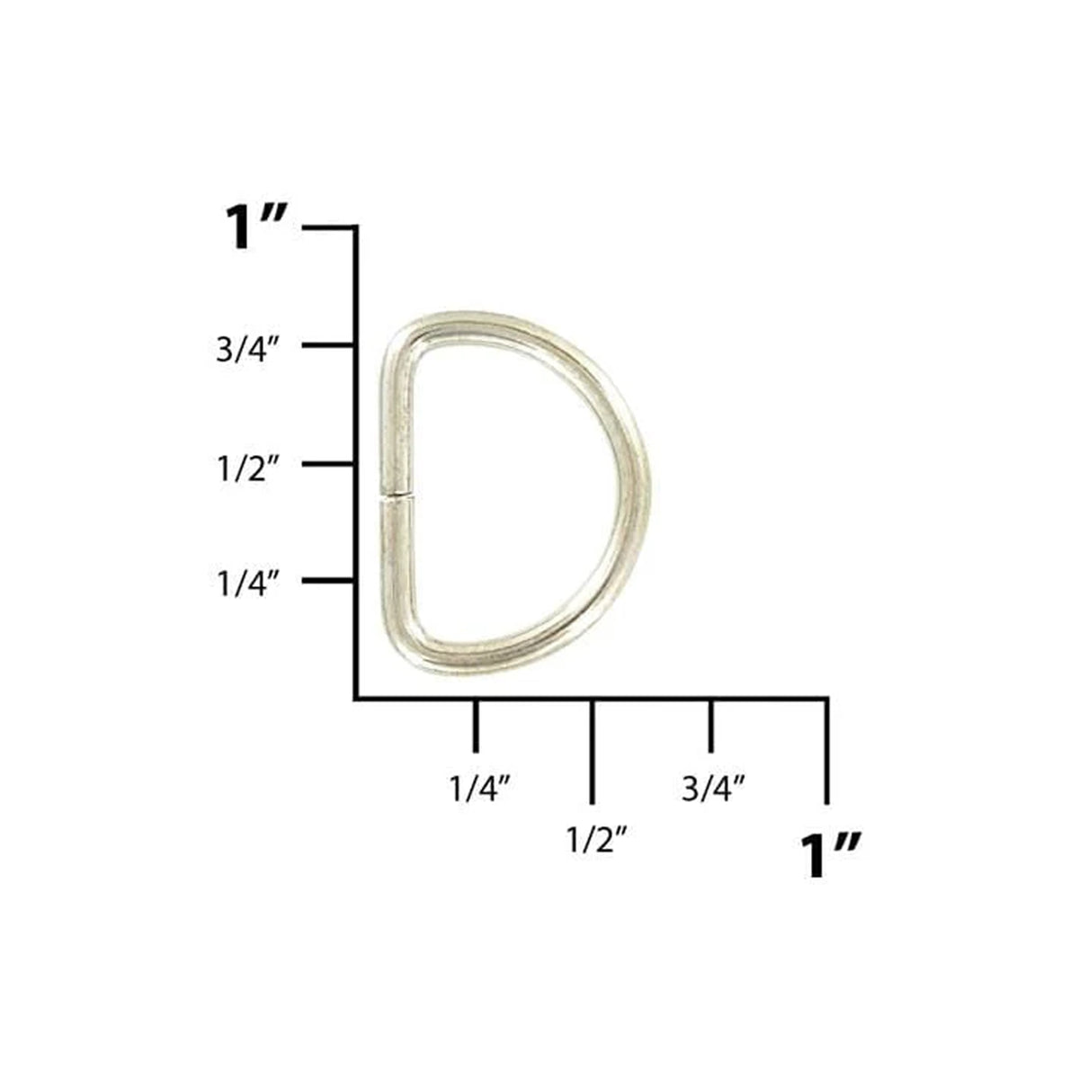 1/2" Shiny Nickel, Split D Ring Light, Steel