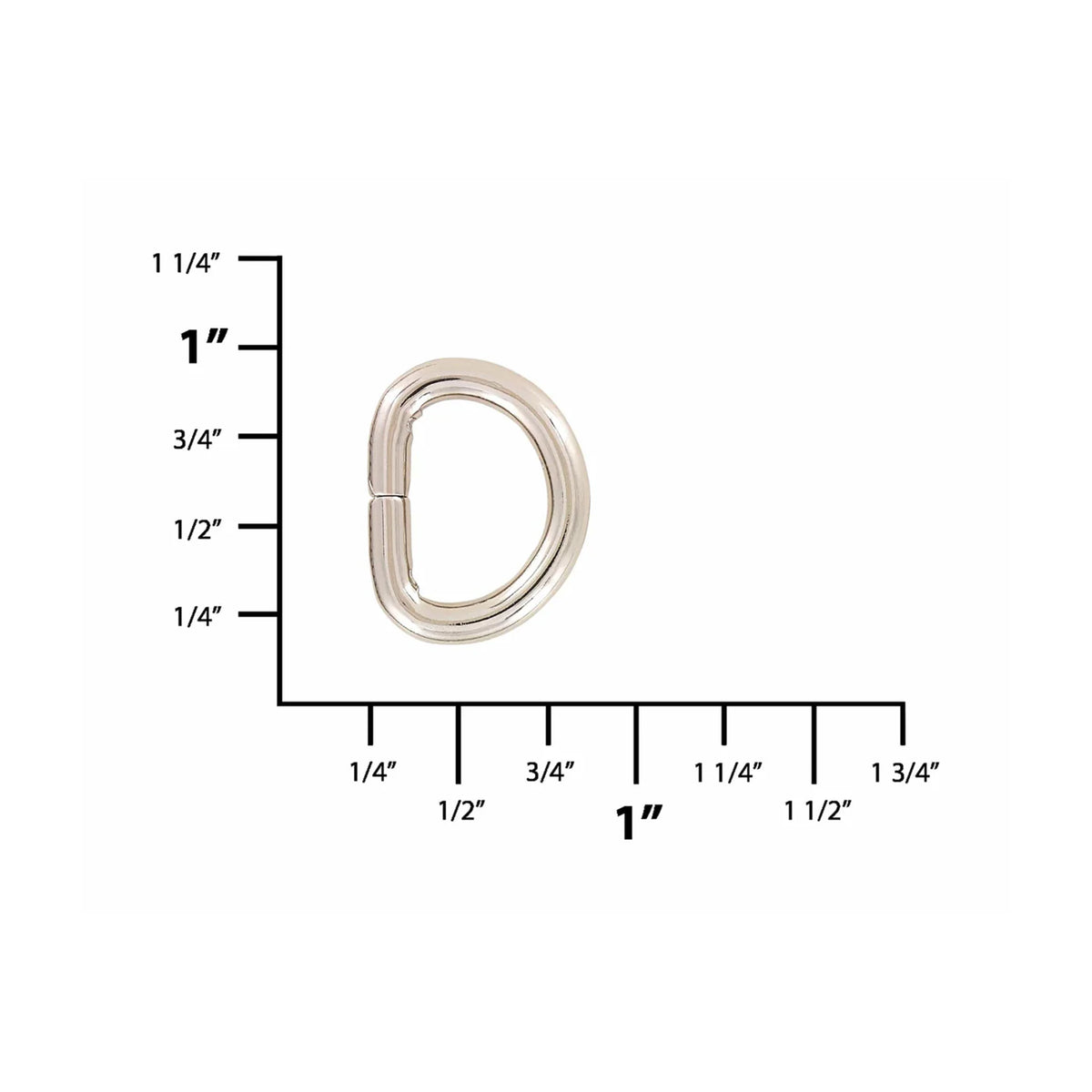 1/2" Nickel, Split D Ring, Steel