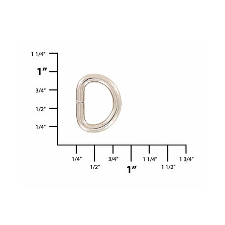 1/2" Nickel, Split D Ring, Steel