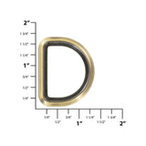 1 3/16" Antique Brass, Solid Beveled D Ring, Zinc Alloy