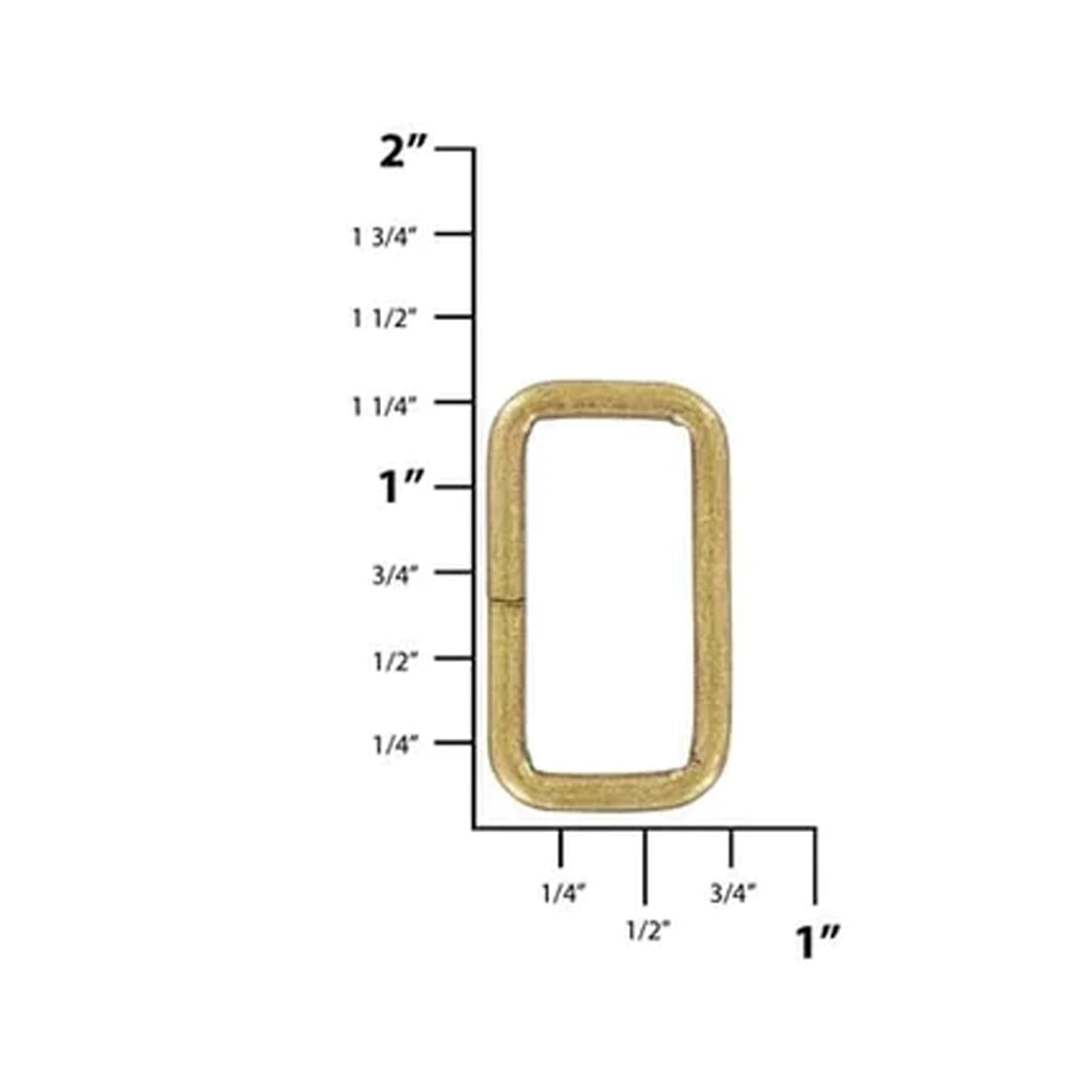 1" Antique Brass, Split Rectangular Ring, Steel