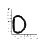 1" Matte Black, Wide Welded D-Ring, Steel