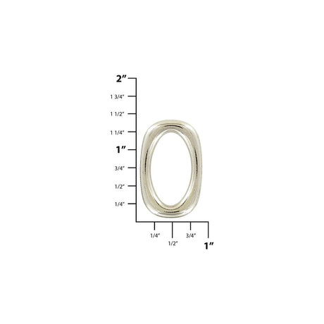 1" Shiny Nickel, Oval Ring, Zinc Alloy