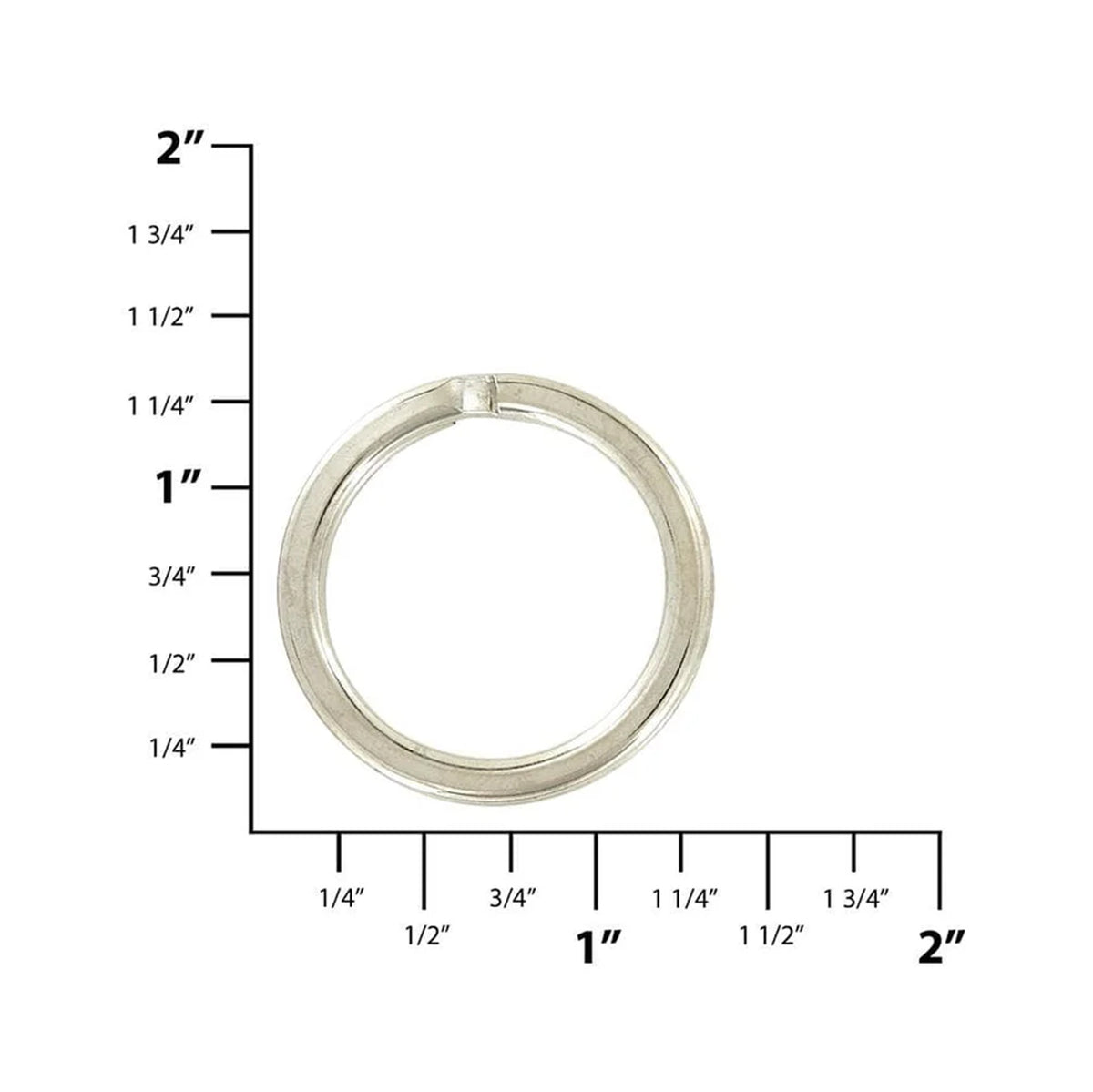1" Nickel, Split Key Ring, Steel