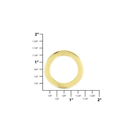 1" Shiny Gold, Flat Round Ring, Zinc Alloy