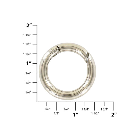 1" Shiny Nickel, Spring Gate Round Ring, Zinc Alloy
