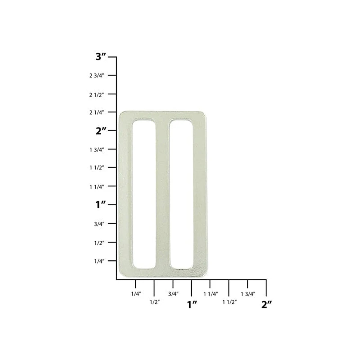 2" Nickel, Flat Stamped Rectangle Tri Bar Slide, Steel