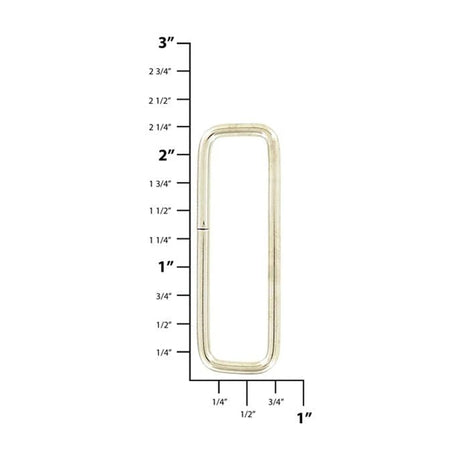 2" Shiny Nickel, Split Rectangular Ring, Steel