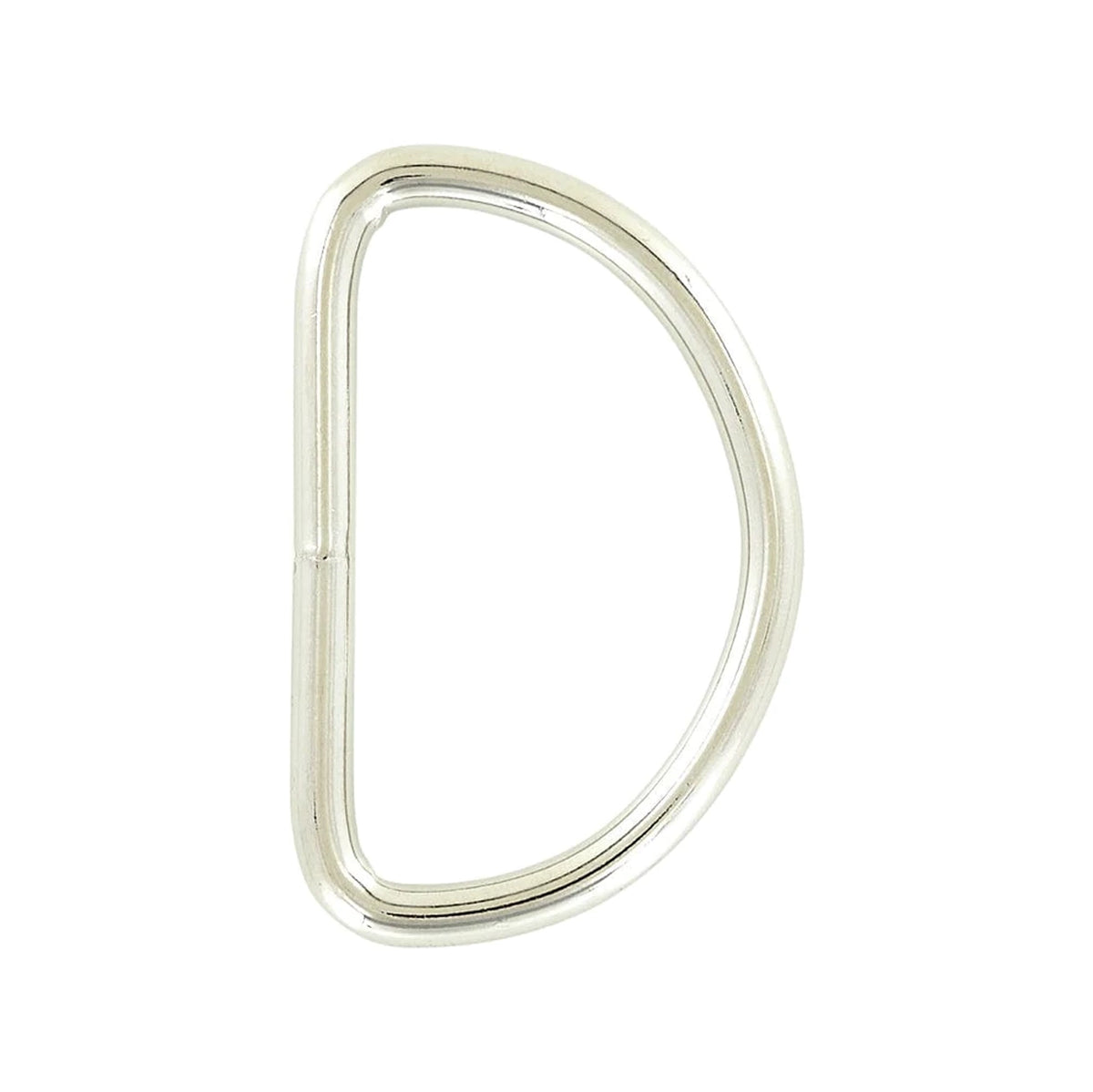 2" Shiny Nickel, 4.9mm Welded D Ring, Steel
