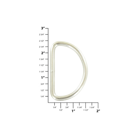 2" Shiny Nickel, 4.9mm Welded D Ring, Steel