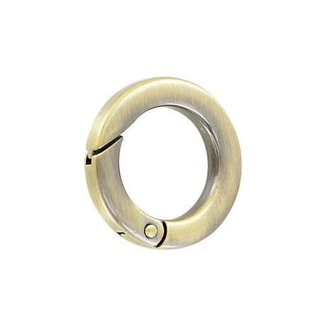 3/4" Antique Brass, Spring Gate Flat Round Ring, Zinc Alloy