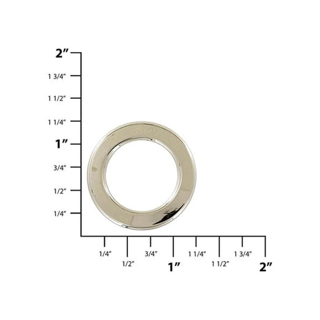 3/4" Shiny Nickel, Flat Round Ring, Zinc Alloy