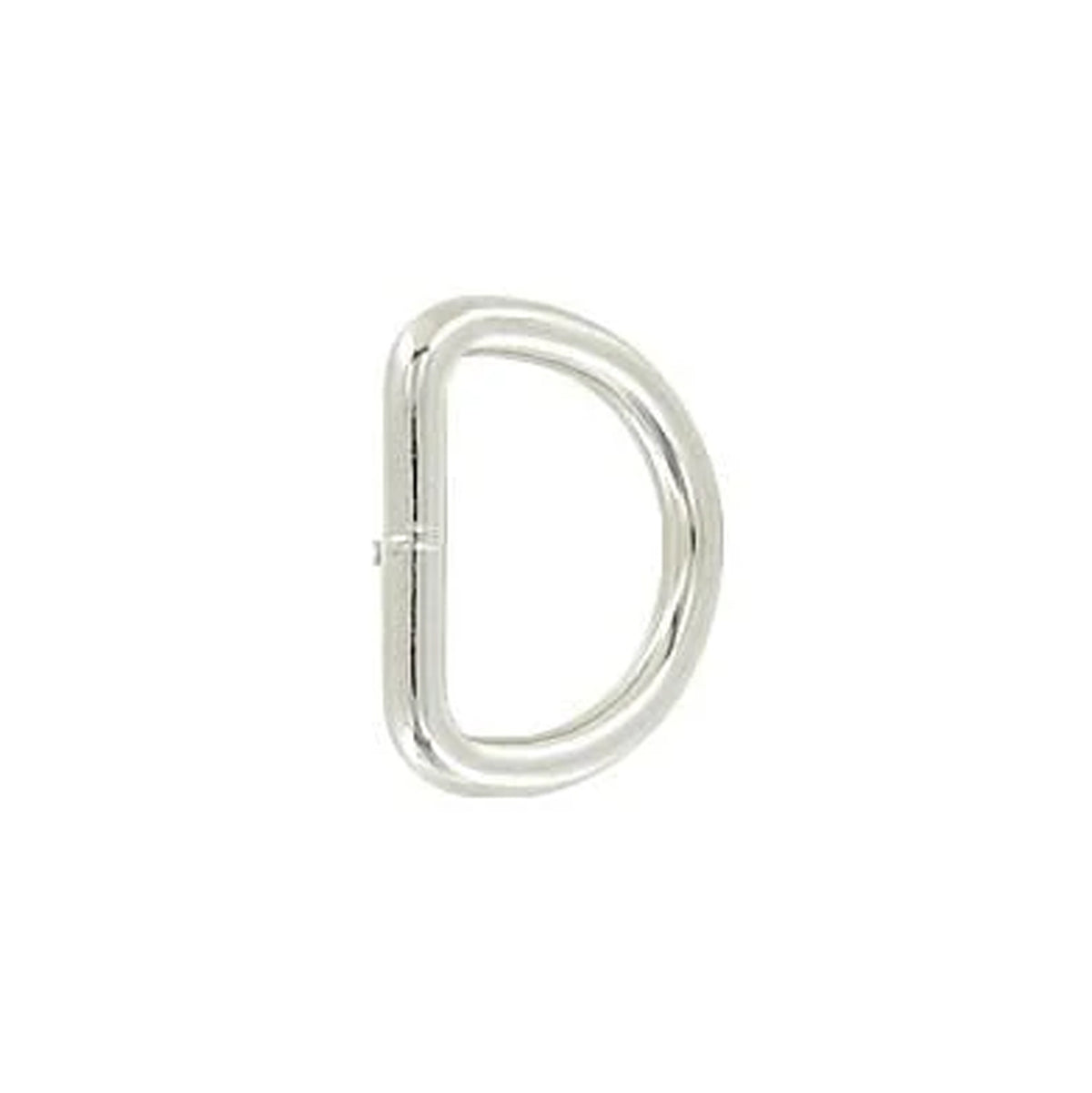 3/4" Shiny Nickel, Welded D Ring, Steel