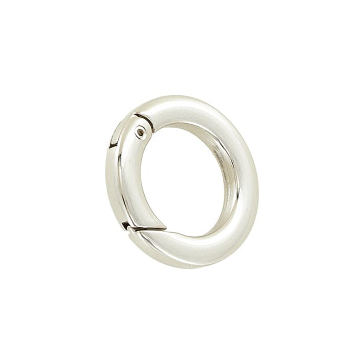 3/4" Shiny Nickel, Spring Gate Flat Round Ring, Zinc Alloy
