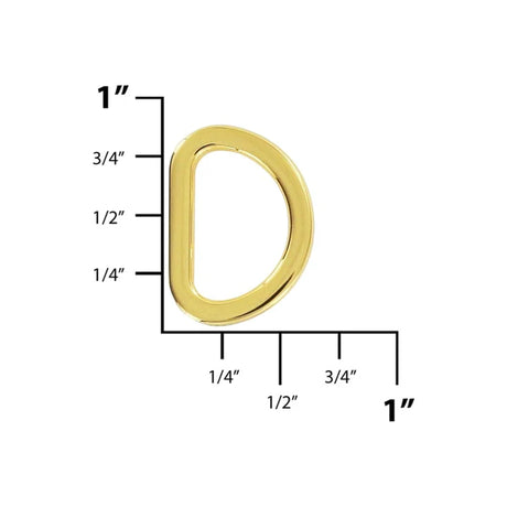 5/8" Shiny Gold, Cast Flat D Ring, Zinc Alloy-PK5