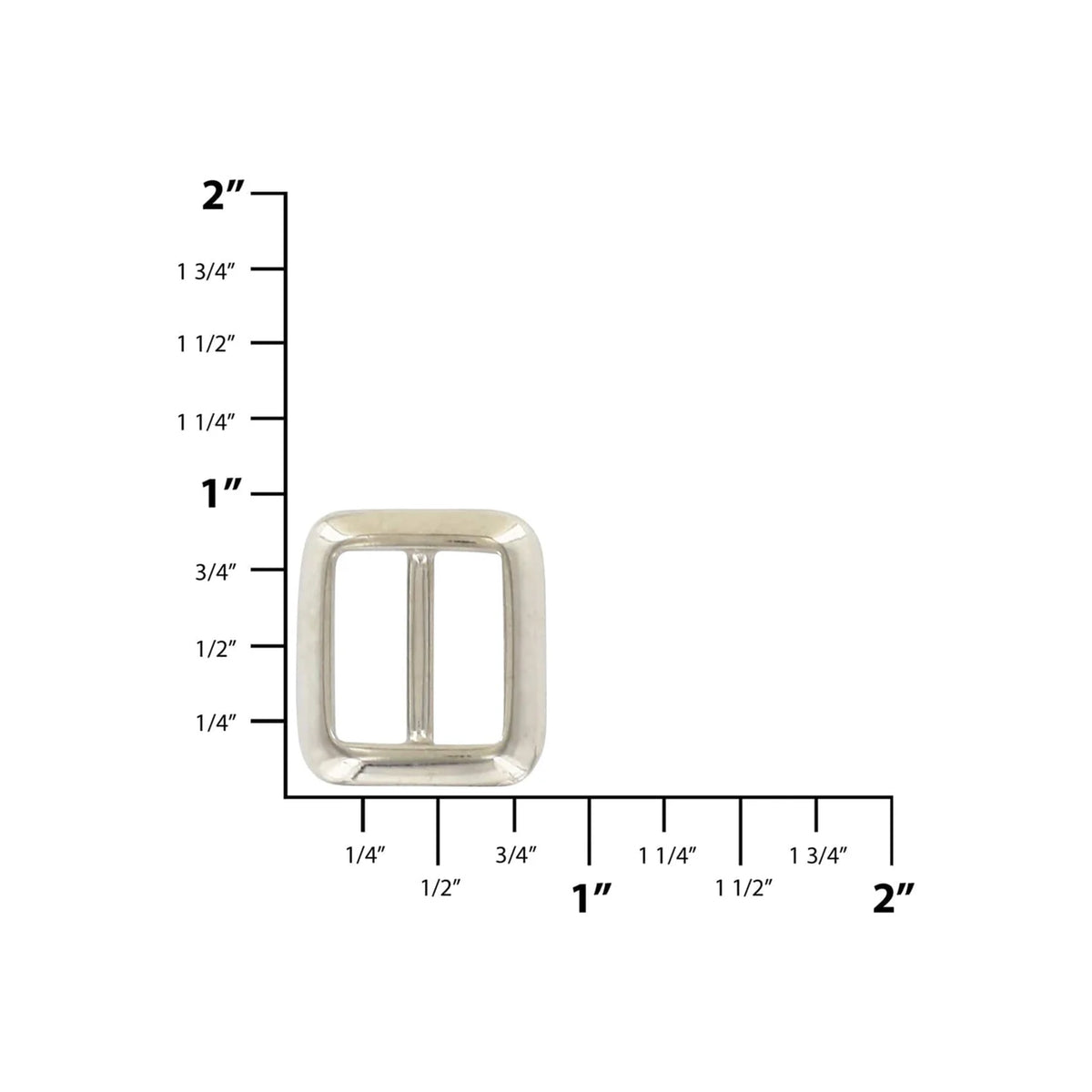 5/8" Shiny Nickel, Cast Concave Tri Glide Buckle, Zinc Alloy