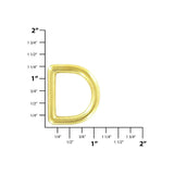 7/8" Shiny Brass, Cast D Ring, Solid Brass