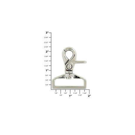1 1/2" Shiny Nickel, Swivel Snap Hook, Zinc Alloy