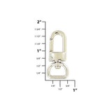 1/2" Shiny Nickel, 1 5/8" Lever Swivel Snap Hook, Zinc Alloy, 5-Pack