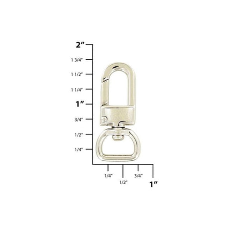 1/2" Shiny Nickel, 1 5/8" Lever Swivel Snap Hook, Zinc Alloy, 5-Pack