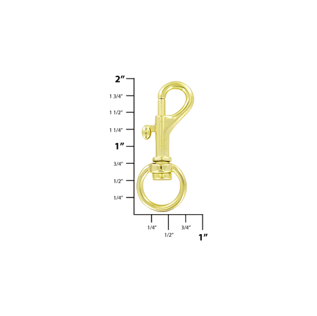 1/2" Shiny Gold, Bolt Swivel Snap Hook, Zinc Alloy