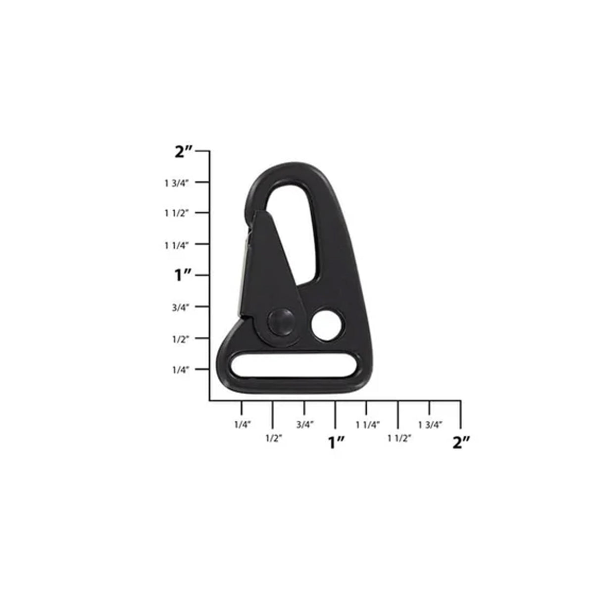 1" Matte Black, Lever Snap Hook, Zinc Alloy