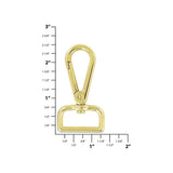 1" Shiny Gold, 2 3/8" Lever Swivel Snap Hook, Zinc Alloy