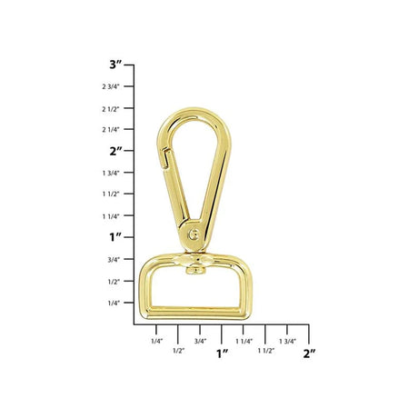 1" Shiny Gold, 2 3/8" Lever Swivel Snap Hook, Zinc Alloy