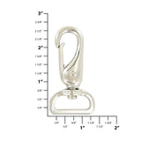 1" Nickel, Curved Lever 2 5/8" Swivel Snap Hook, Zinc Alloy