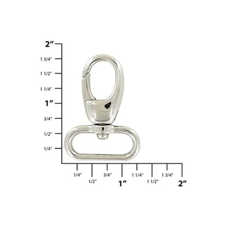 1" Shiny Nickel, 1 11/16" Lever Swivel Snap Hook, Zinc Alloy