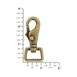 3/4" Antique Brass, 2 7/16" Lever Swivel Snap Hook, Zinc Alloy