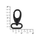 3/4" Matte Black, Lever Swivel Snap Hook, Zinc Alloy, 4-Pack